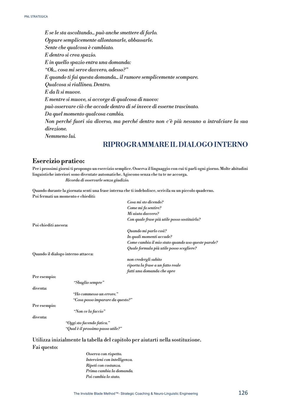 Anteprima, pagina 9 di 14: Esercizio pratico: riprogrammare il dialogo interno